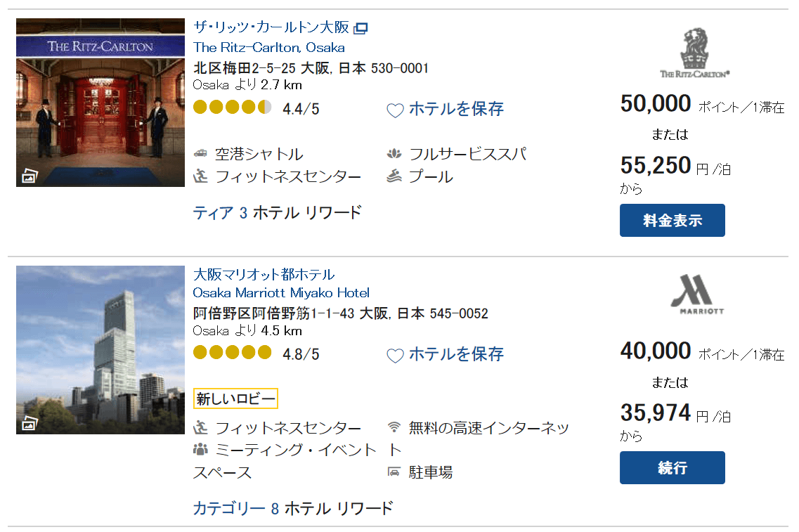 マリオット ポイント60000ポイント施設利用券