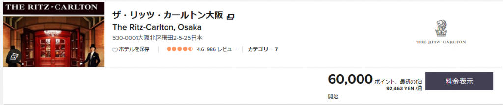 マリオットのポイントセール